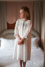 Nightingale Girl's Dress Forget Me Not Plumetti with Delphinium Hand Smocking