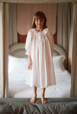 Nightingale Girl's Dress Powder Puff Plumetti with Marshmallow Hand Smocking