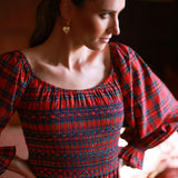 Amelia Earhart Dress Macgregor Tartan with Navy Hand Smocking