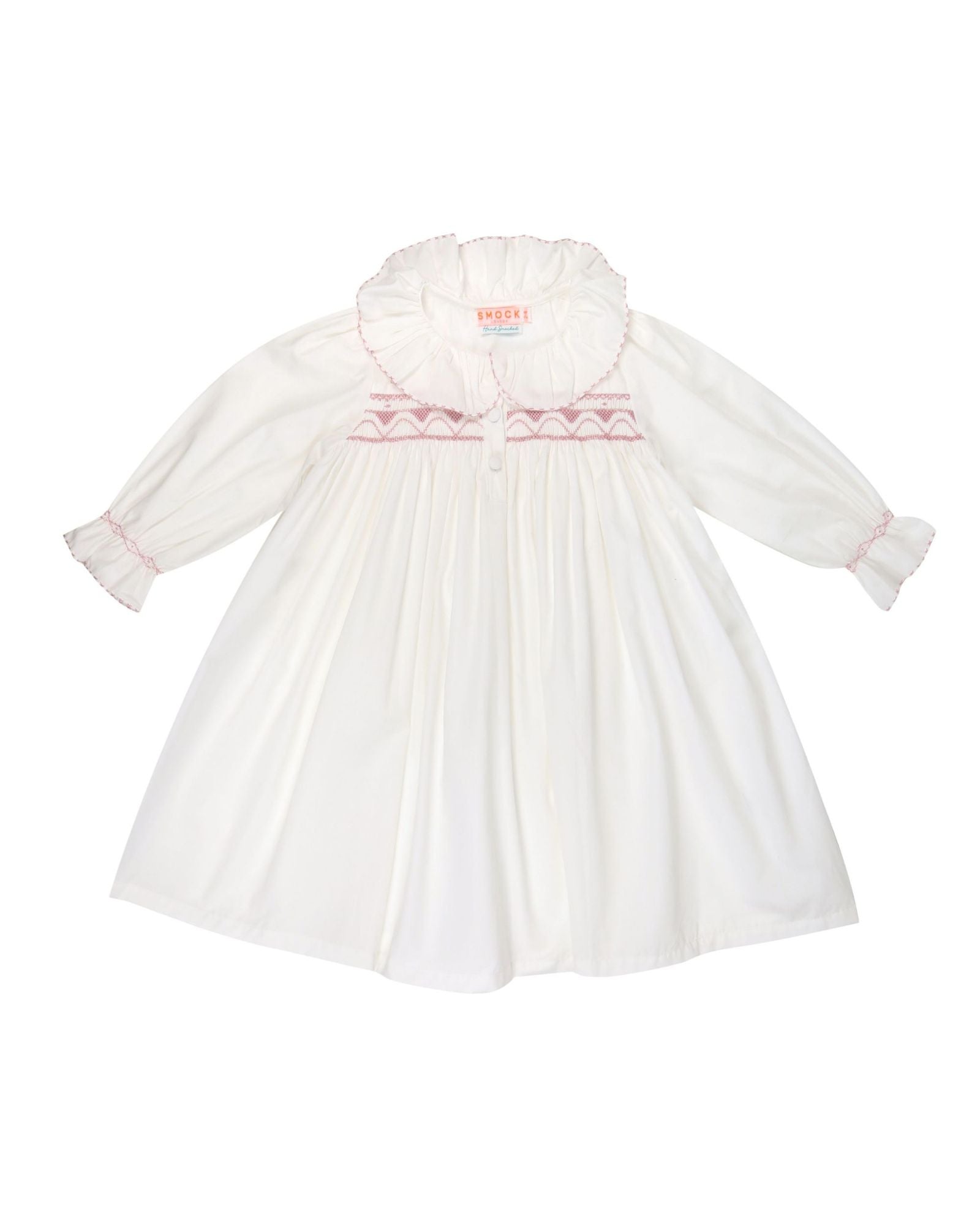 Nightingale Girl's Dress Moonstone with Kir Royale Hand Smocking