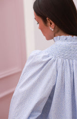 Scholl Blouse Periwinkle Ditsy with Blue Mist Hand Smocking Edition 63