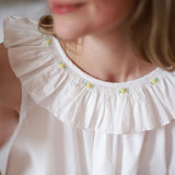 Memo Press x Smock London Women's Alice Dress Moonstone with Yellow Rose Hand Smocking