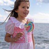 2-3y Elizabeth Blackwell Dress Dolls House Stripe with Barbilicious Hand Smocking