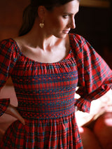 Amelia Earhart Dress Macgregor Tartan with Navy Hand Smocking