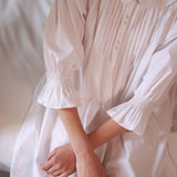 Bessie Coleman Women's Dress Moonstone Cotton with Ivory Hand Smocking