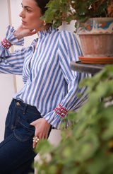 Shelley Blouse Marine Stripes with Red or Dead Hand Smocking Edition 19