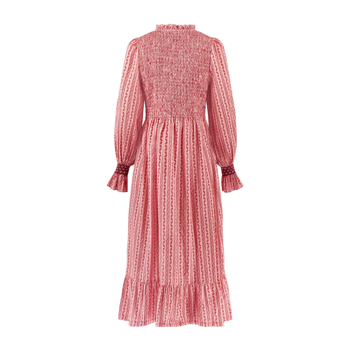 S/M Emmeline Pankhurst Women's Dress Mulberry Trellis with Diamonds and Rubies Hand Smocking