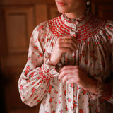 Scholl Blouse Poinsetta Posy with Scarlet Hand Smocking Edition 52