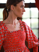 Josefine Butler Dress Christmas Marigold with Scarlet and Spice Hand Smocking