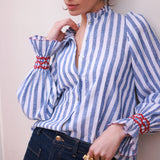 Shelley Blouse Marine Stripes with Red or Dead Hand Smocking Edition 19