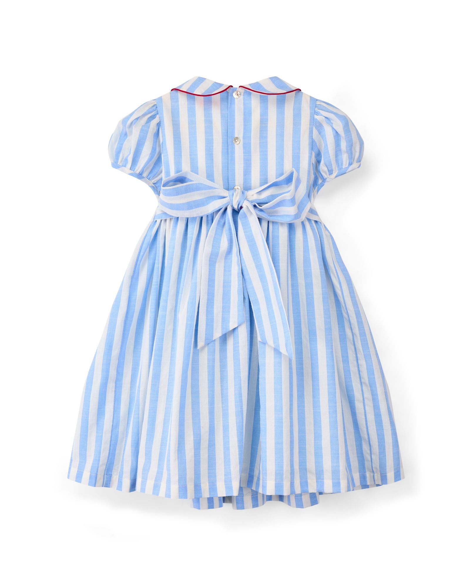 Thatcher Dress Sailor Stripe with White Heart Hand Smocking