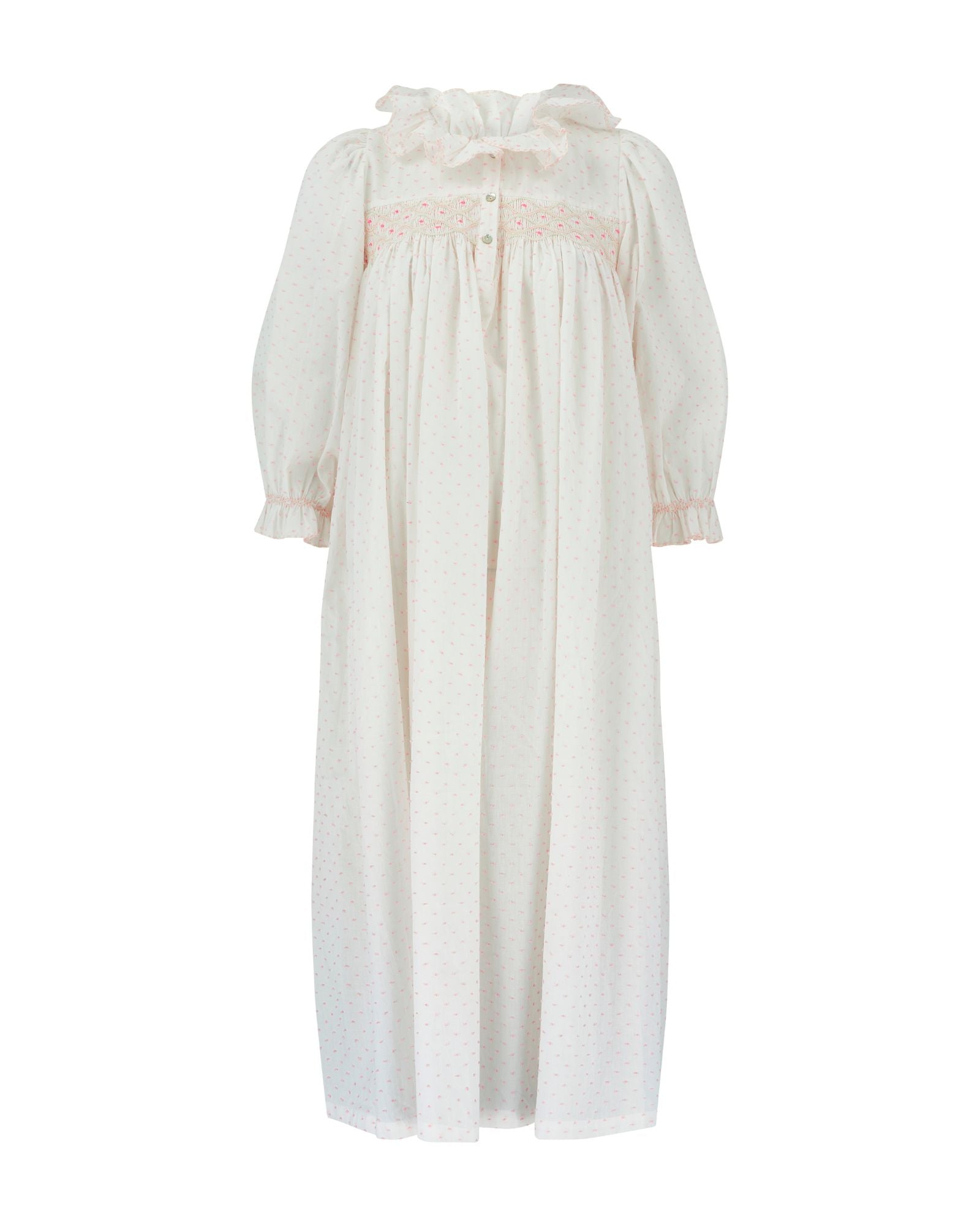 Nightingale Women's Dress Powder Puff Plumetti with Marshmallow Hand Smocking