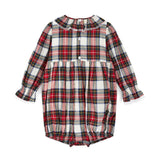 Jane Austen Romper Stewart Tartan with Sleigh Bell Hand Smocking