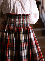 Sullivan Women's Skirt Royal Tartan with Black Gold Hand Smocking