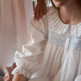 Nightingale Women's Dress Forget Me Not Plumetti with Delphinium Hand Smocking