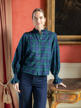 Shelley Blouse Black Watch Tartan with Royal Navy Hand Smocking Edition 14