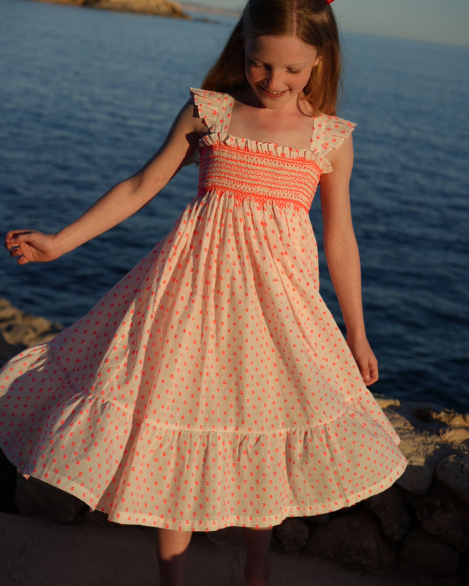 Rachel Carson Girls Dress Pack a Punch Plumetti with Big Top Hand Smocking