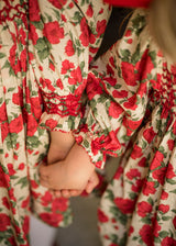 Jane Austen Romper With Crimson Hand Smocking Made With Liberty Carline Rose