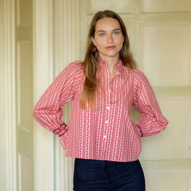 Shelley Blouse Mulberry Trellis with Ruby Two Shoes Hand Smocking Edition 16