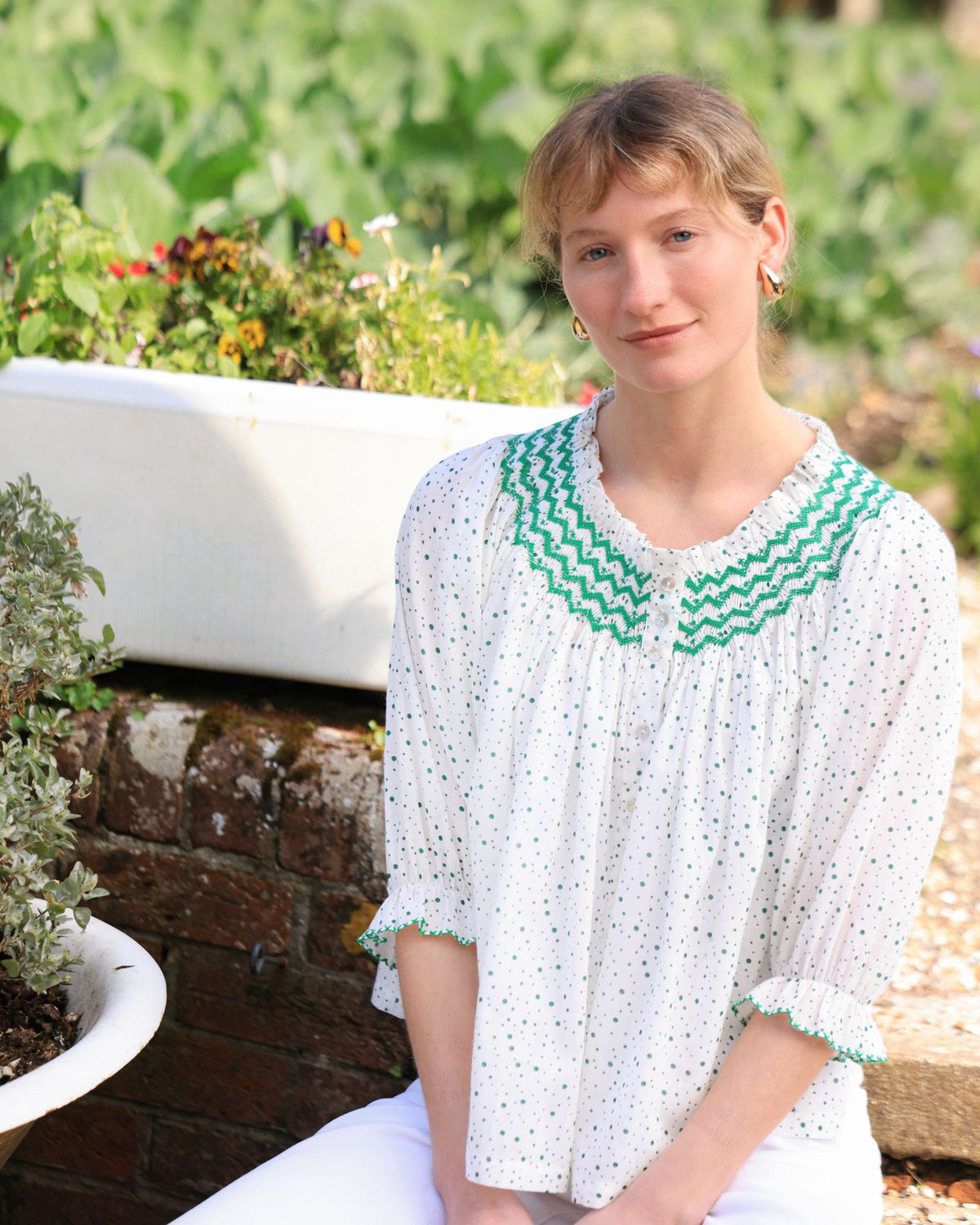 Cleopatra Blouse Frobscottle Spot with Cool as a Cucumber Hand Smocking Edition 47
