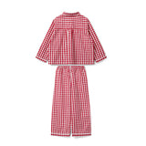 Lilly Parr Pyjamas Cranberry Gingham with Snow White Hand Smocking