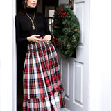 Sullivan Women's Skirt Royal Tartan with Black Gold Hand Smocking