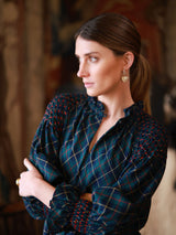 Aloha Wanderwell Dress McLaren Tartan with Cranberry Hand Smocking