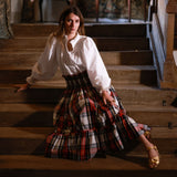 Sullivan Women's Skirt Royal Tartan with Black Gold Hand Smocking