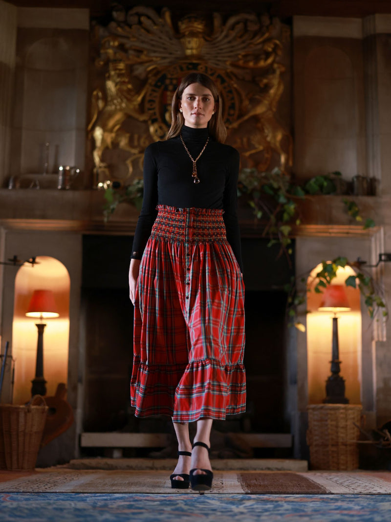 Mary Seacole Women's Skirt Royal Stewart with Nutcracker Hand smocking