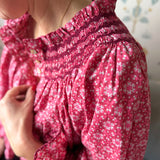 Cleopatra Blouse Mulberry Star Cotton with Merlot Hand Smocking Edition 32