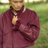 Bobbi Gibb Jacket Mulberry Needlecord with Blackberry Crumble Hand Smocking