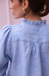 Shelley Blouse Chambray Linen with Crisp White Hand Smocking Edition 21