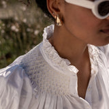 Scholl Women's Summer Blouse White with Ivory Hand Smocking Edition 9