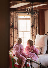 Samantha Varvel x Smock London Lilly Parr Pyjamas Gingerbread Stripes with Snow Trim and Hand Smocking