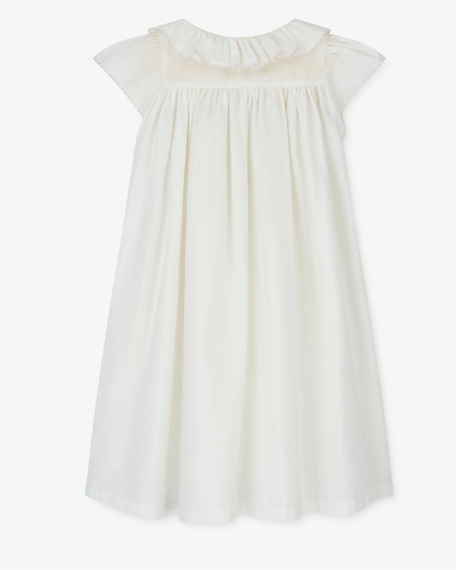 Nightingale Girl's Dress Moonstone Cotton with Seashell Stacked Curves Hand Smocking