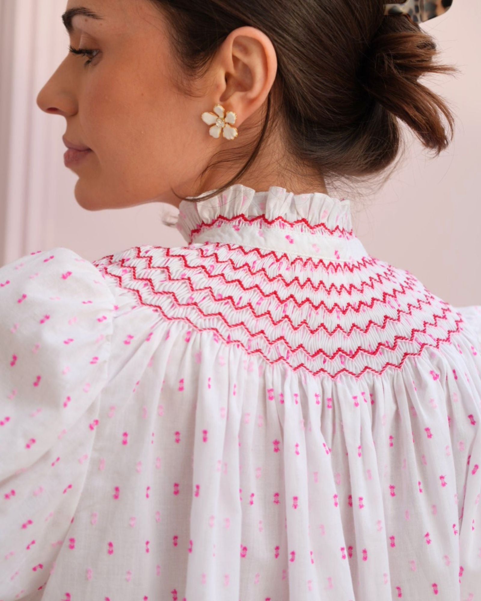 Scholl Blouse Cherry Pop Plumetti with Big Love Hand Smocking Edition 58