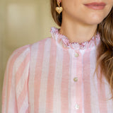Shelley Blouse Powder Pink Stripe with Copper Beech Hand Smocking Edition 17