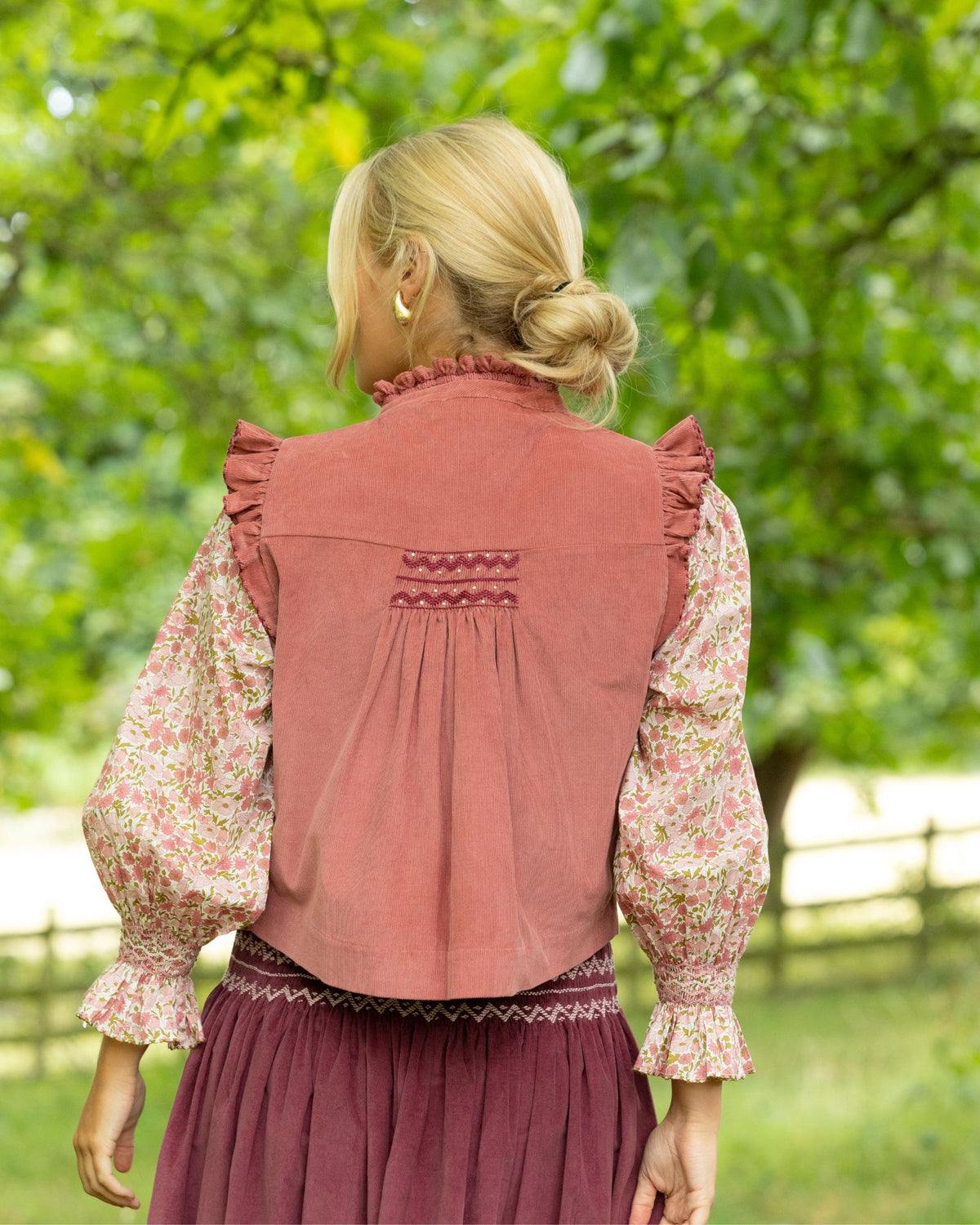 C J Walker Waistcoat Kir Needlecord with Mulberry Hand Smocking Edition 4