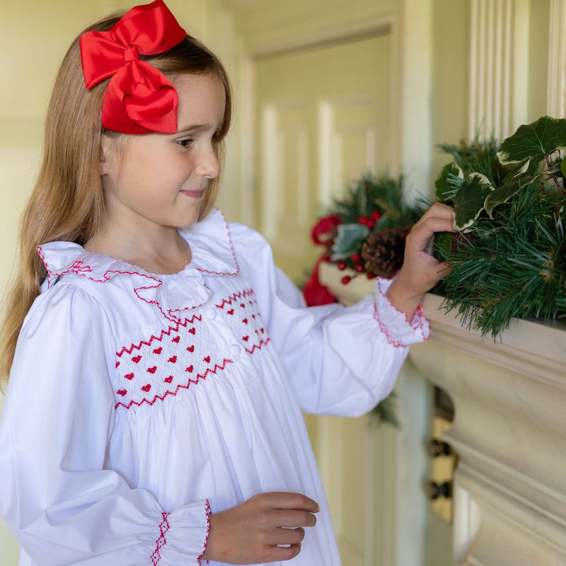 Nightingale Girls Dress Moonstone with Hearts Hand Smocking