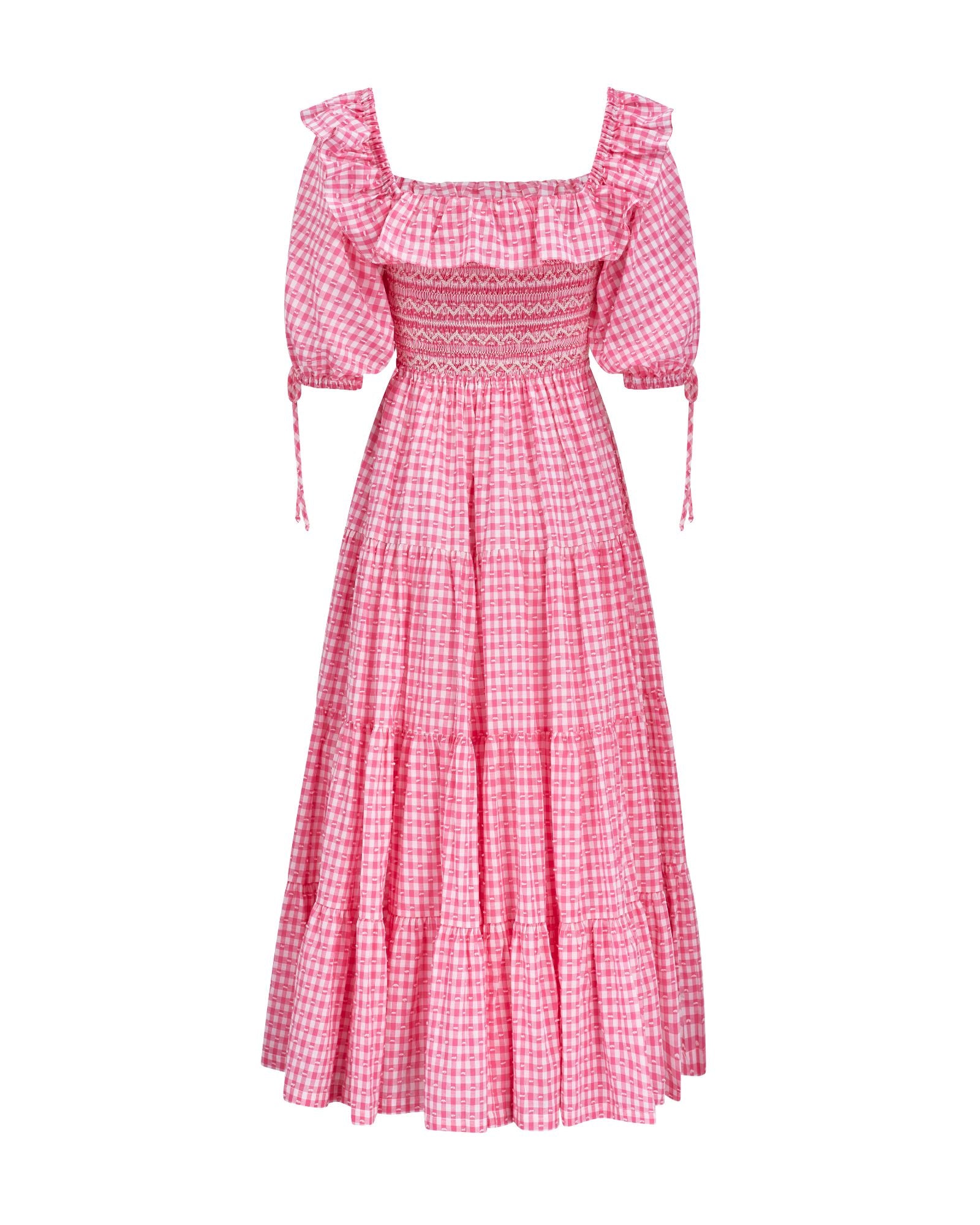 Mitford Dress Pink Puff Plumetti Gingham with Ivory Hand Smocking