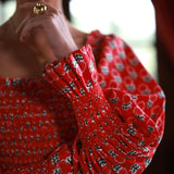 Josefine Butler Dress Christmas Marigold with Scarlet and Spice Hand Smocking