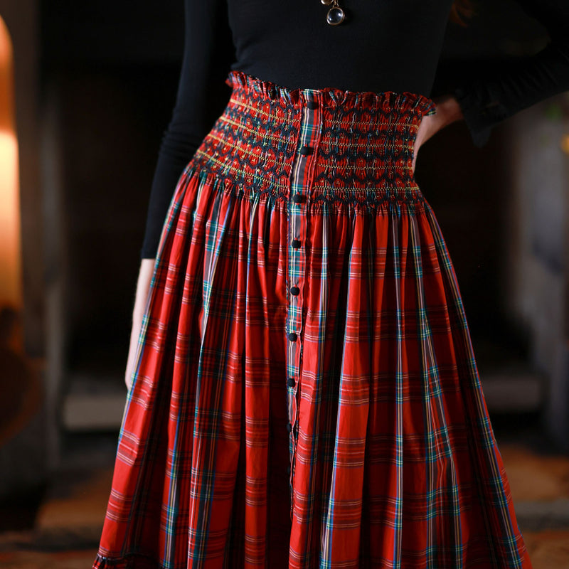 Mary Seacole Women's Skirt Royal Stewart with Nutcracker Hand smocking