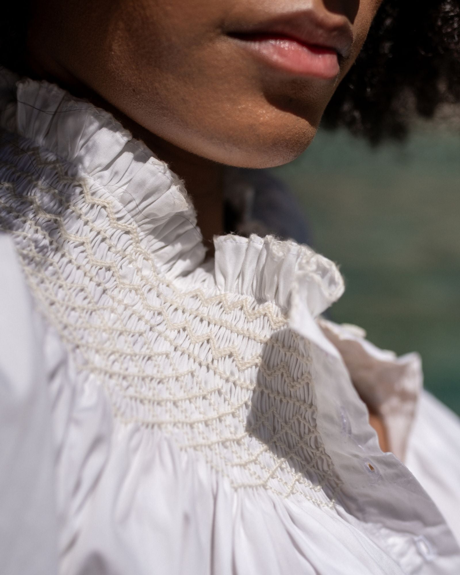 Cleopatra Blouse White with Lily Hand Smocking