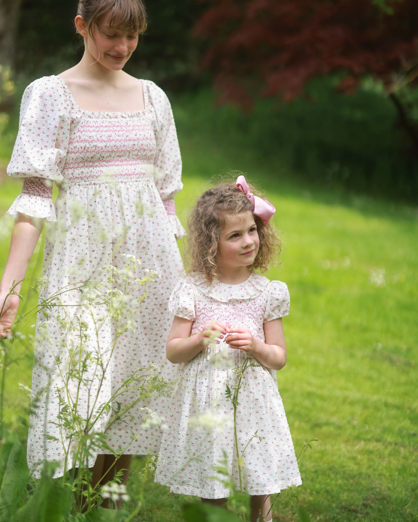 Katherine Johnson Dress Rosebud Plumetti with Vintage Rose Hand Smocking