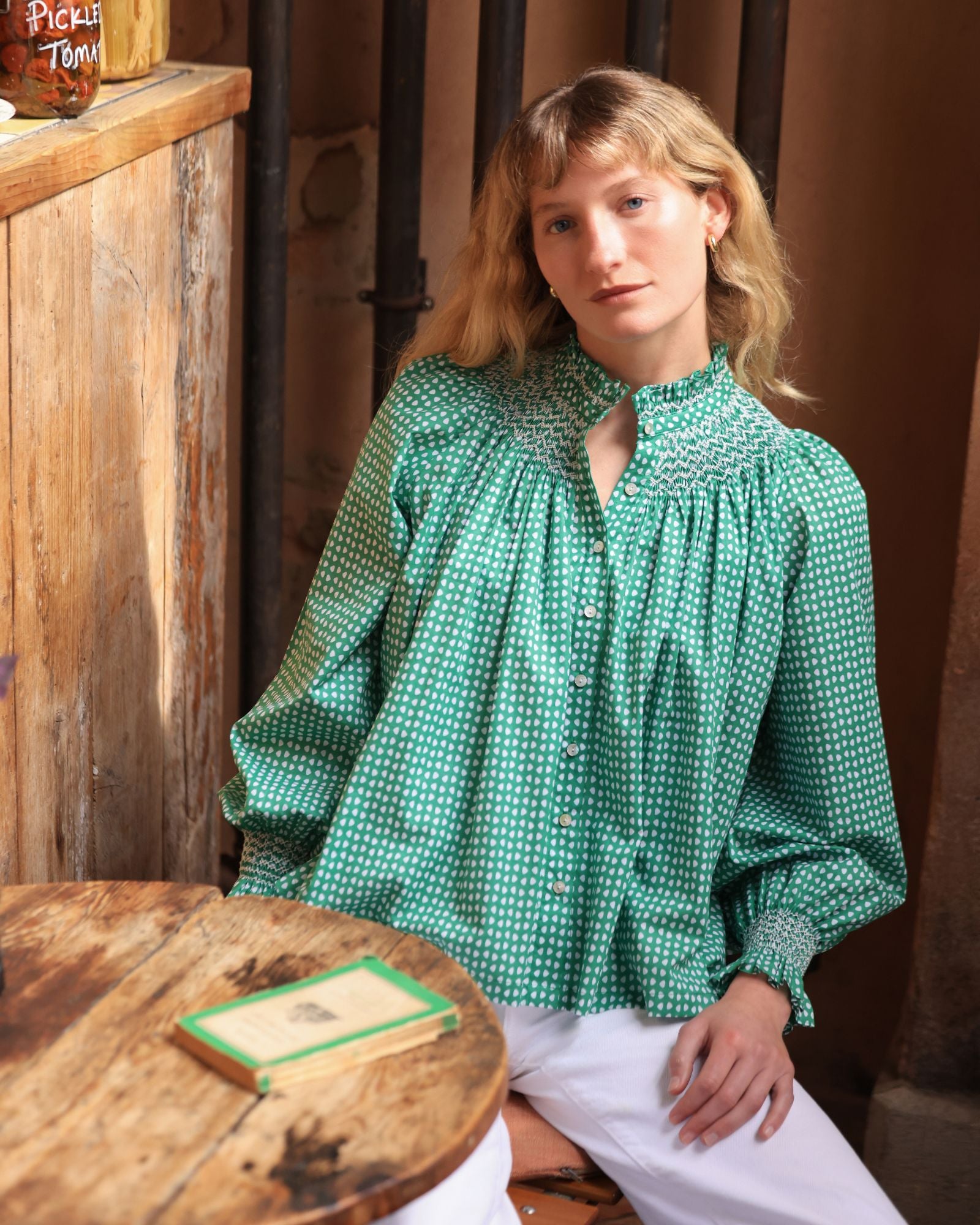 Scholl Blouse Golf Hole Green with Chalk Hand Smocking Edition 72