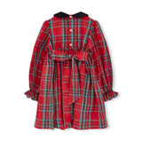 Margaret Thatcher Dress Red Royal Stewart with Nutcracker Hand Smocking