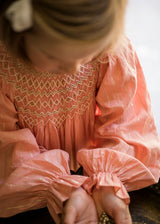 Hannah Szenez Dress Golden Girl Stripe with Opalescent Hand Smocking