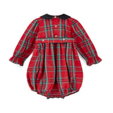 Margaret Thatcher Romper Red Royal Stewart with Nutcracker Hand Smocking