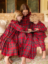 Lilly Parr Pyjamas Highland Tartan with Hearts of Gold Hand Smocking