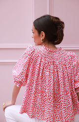 Cleopatra Blouse Pink Panther Cotton with Milkshake Hand Smocking Edition 36